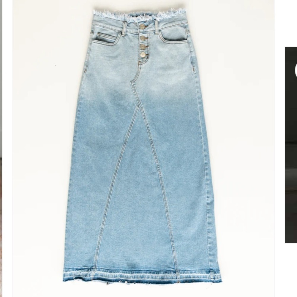 Inherit Co. Brandi Raw Hem Long Denim Skirt SIZE 6